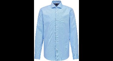BOSS Joe regular fit overhemd - structuur - blauw - Strijkvriendelijk - Boordmaat: 44