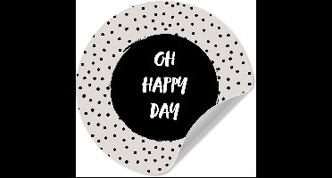 WallCircle® - Behangcirkel 30x30 cm - Muurstickers Quotes - Gelukkig - Tekst - Oh happy day - Muurcirkel woonkamer - Wandcirkel slaapkamer - Kamer decoratie zelfklevend - Muurdecoratie accessoires