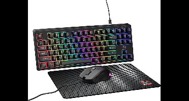 Qware - Gaming bundel - Qwerty - Gaming toetsenbord - Gaming Muis - Gaming Muismat - San Antonio