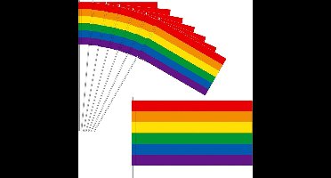 New Age Devi - 50x Zwaaivlaggetjes/handvlaggetjes - Verspreid vreugde en kleur met deze regenboogvlaggetjes (12 x 22 cm)