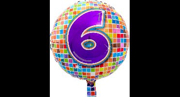 Folieballon 6 Jaar Birthday Blocks - 43cm