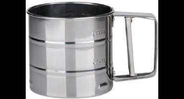 Alpina Keuken meel/poedersuiker zeef - met handvat/knijper - zilver - RVS