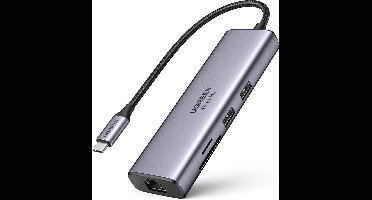 Ugreen - 7in1 - multifunctionele USB Type C HUB - 2x USB 3.2 Gen - 1 / HDMI - 4K - 60Hz / SD- en - TF-kaartlezer / USB - Type - C - PD - 100W / RJ45 - 1000Mbps - (1Gbps) - grijs - (60515 - CM512)