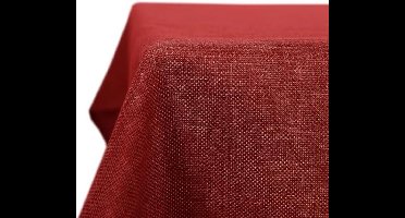 Kerst Tafelkleed Linnenlook Waterproof Vierkante Afwasbaar Tafeldoek Lotuseffect voor Feestdag Eettafel Rood 130x130cm