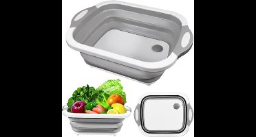 Opvouwbare snijplank, multifunctioneel, voor groenten, fruit, 3-in-1, groenteafdruiprek, draagbaar, voor reizen, outdoor, camping, BBQ, wandelen