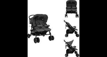 vidaXL Tweeling Kinderwagen - Tweeling Kinderwagens - Kinderwagen - Kinderwagens - Tweelingkinderwagen staal donkergrijs
