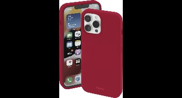 Hama MagCase Finest Feel Pro Cover Hoesje geschikt voor iPhone 14 Pro - Compatibel met Magsafe - Zijdezacht afwerking - Krasbestendig - Rood