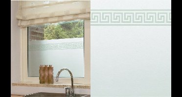 Raamfolie - griekse patroon rand - 2x - 2 m - semi-transparant - vinyl - zelfklevend - voor ramen en deuren