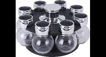 Kruidenrek met 8 strooipotjes - kunststof - glas - D6 x H8 cm