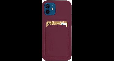 Card - Case - siliconen portemonnee-etui met kaartsleuf documenten voor Samsung Galaxy S21 Ultra 5G bordeaux