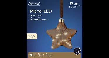Lumineo Micro LED ster lamp - 20 cm - 15 LED lampjes - Bruin
