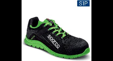 Sparco PRACTICE KEKE – Lichtgewicht veiligheidsschoen S1PL met ademend 3D-mesh en PU-zool - zwart-groen - Maat - 42