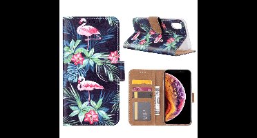 FONU Boekmodel Hoesje Flamingo's iPhone XR