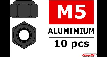 Team Corally - Aluminium zelfborgende zeskantmoer - M5 - Gun Metaal - 10 st