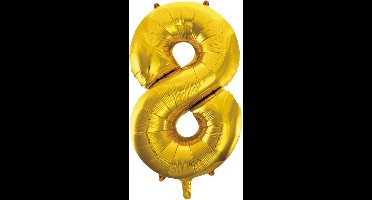 Folie ballon cijfer 8 goud | 86 cm