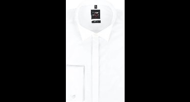 OLYMP Level 5 body fit overhemd - smoking overhemd - wit - gladde stof met wing kraag - Strijkvriendelijk - Boordmaat: 41