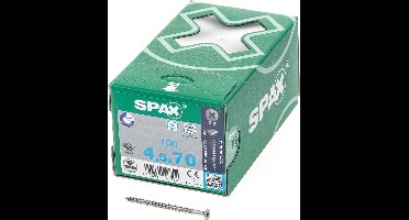 Spax Spaanplaatschroef platverzonken kop RVS pozidriv 4.5x70mm (per 100 stuks)