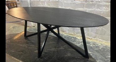 Livingfurn - Zwart Eetkamertafel Oslo - Web - Acasia Hout - 200 cm