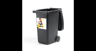 Container sticker Vespa illustratie - Illustratie van een meisje op een gele Vespa Klikosticker - 40x40 cm - kliko sticker - weerbestendige containersticker