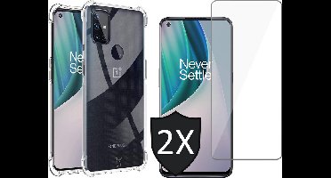 Hoesje geschikt voor OnePlus Nord N10 - Transparant Shock Proof Case + 2x Screen Protector Glas