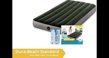 Intex luchtbed Prestige Downy - 1 persoons - 99 x 191 x 25 cm - groen / grijs (incl. Reparatiekit)