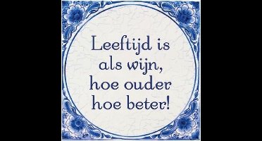 Paper Dreams Tegels delfts blauw - Spreukentegel leeftijd wijn - 15 x 15 cm