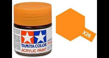 Tamiya Hobbyverf Acrylverf - X-26 Orange Clear - Gloss - Acryl - 23ml Verf potje - 23 ml