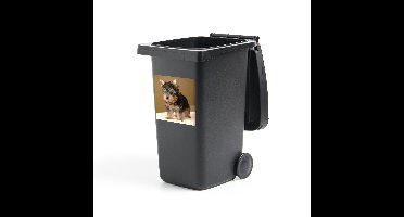 Container sticker Yorkshire Terrier - Portretfoto van een Yorkshire Terrier - 40x40 cm - kliko sticker - weerbestendige containersticker