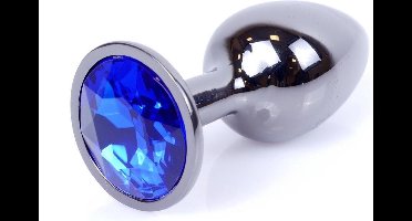 Power Escorts - Anale plug - Met super Romantische Hartjes design - Donker Zilver met Blauwe Steen - Goed Formaat 7 cm lengte - Dia 2.3 cm - Super opwindend - Gemakkelijk gebruikbaar - Handige verpakking - Anal plug