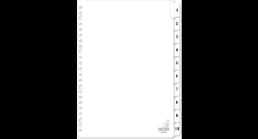 Kangaro tabbladen - A4 - karton - 190 grams - wit - 23-gaats - 10-delig cijfers - PK410CM