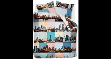 Ambiante City Fragments - Dekbedovertrek - Tweepersoons - 200x200/220 cm - Pastel