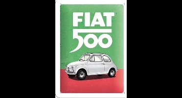 Metalen Bord 15 x 20 Fiat 500 - Italiaanse Kleuren