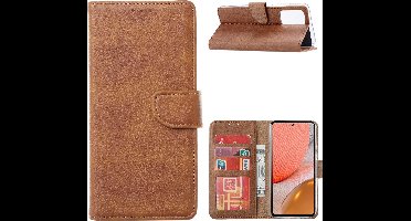 Hoesje Geschikt Voor Samsung Galaxy A72 hoesje bookcase Bruin - Hoesje Geschikt Voor Samsung Galaxy A72 5G portemonnee book case hoes cover