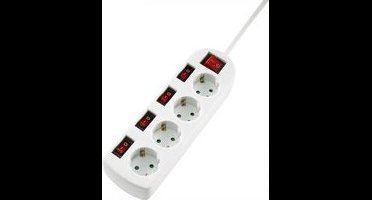 Sygonix SY-4535068 Stekkerdoos met schakelaar Wit Randaarde stekker 1 stuk(s)