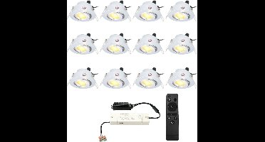 Complete Set van 12 Sienna Mini Inbouwspots 12V 3W spots - 2700K warm wit - IP44 waterdicht - kantelbaar - Dimbaar - Verandaspots - Lage inbouwdiepte