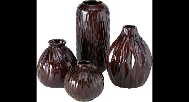 Vaas - 4set - Bruin - Aardewerk - 19cm - Ø 11cm