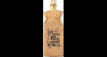 Cadeauverpakking - fles - Life should be all about Bubbles - Jute - 42 cm - Paper Dreams
