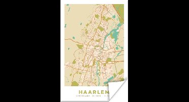 Poster Stadskaart - Haarlem - Vintage - 20x30 cm - Plattegrond