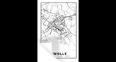 Muurstickers - Sticker Folie - Kaart - Zwolle - Zwart - Wit - 20x30 cm - Plakfolie - Muurstickers Kinderkamer - Zelfklevend Behang - Zelfklevend behangpapier - Stickerfolie