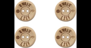 Durable Houten Knopen Ik Vind Je Lief 20mm 4 stuks