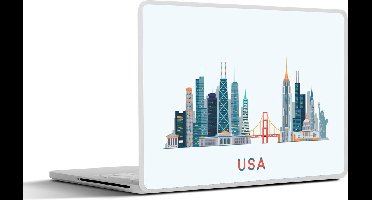 Laptop sticker - 13.3 inch - USA - Skyline - Vrijheidsbeeld - 31x22,5cm - Laptopstickers - Laptop skin - Cover