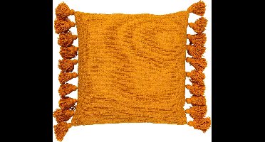 Dutch Decor RUBY - Sierkussen 45x45 cm - 100% katoen - met flosjes - Golden Glow - geel - Inclusief binnenkussen - Luxe kussens voor woonkamer & bank