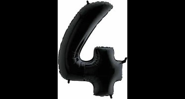 Folie Ballon Cijfer 4 - Zwart - 101cm
