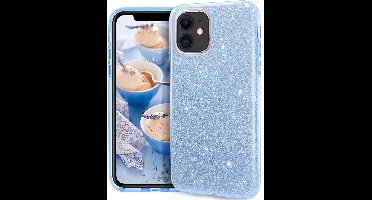 Ntech hoesje Geschikt voor iPhone 11 Glitter TPU Back Hoesje - Turquoise
