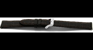 Horlogeband F332 Leder Croco Mat Bruin 18x16 mm