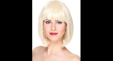 Vegaoo - Luxe korte blonde pruik met pony voor vrouwen - Blond - One Size