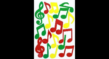 Raamsticker Adhesive muzieknoten rood/geel/groen  raamdecoratie carnaval 35x50cm