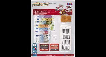 Klein Toys accessoireset voor kassa - 14 biljetten van 5 tot 500 euro en 24 munten van 1 tot 10 cent - goede combinatie met de moderne kassa #9330 - meerkleurig