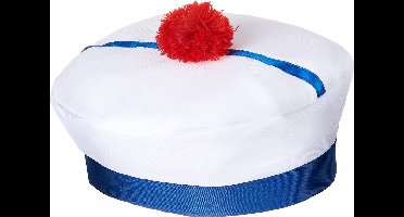 Vegaoo - Wit met blauw matrozen hoedje voor volwassenen