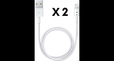 2x Lightning naar USB A Kabel Wit - 2 meter - Oplaadkabel voor iPhone 14 / 14 PLUS / 14 PRO / 14 PRO MAX / 13 / 13 MINI / 13 PRO / 13 PRO MAX